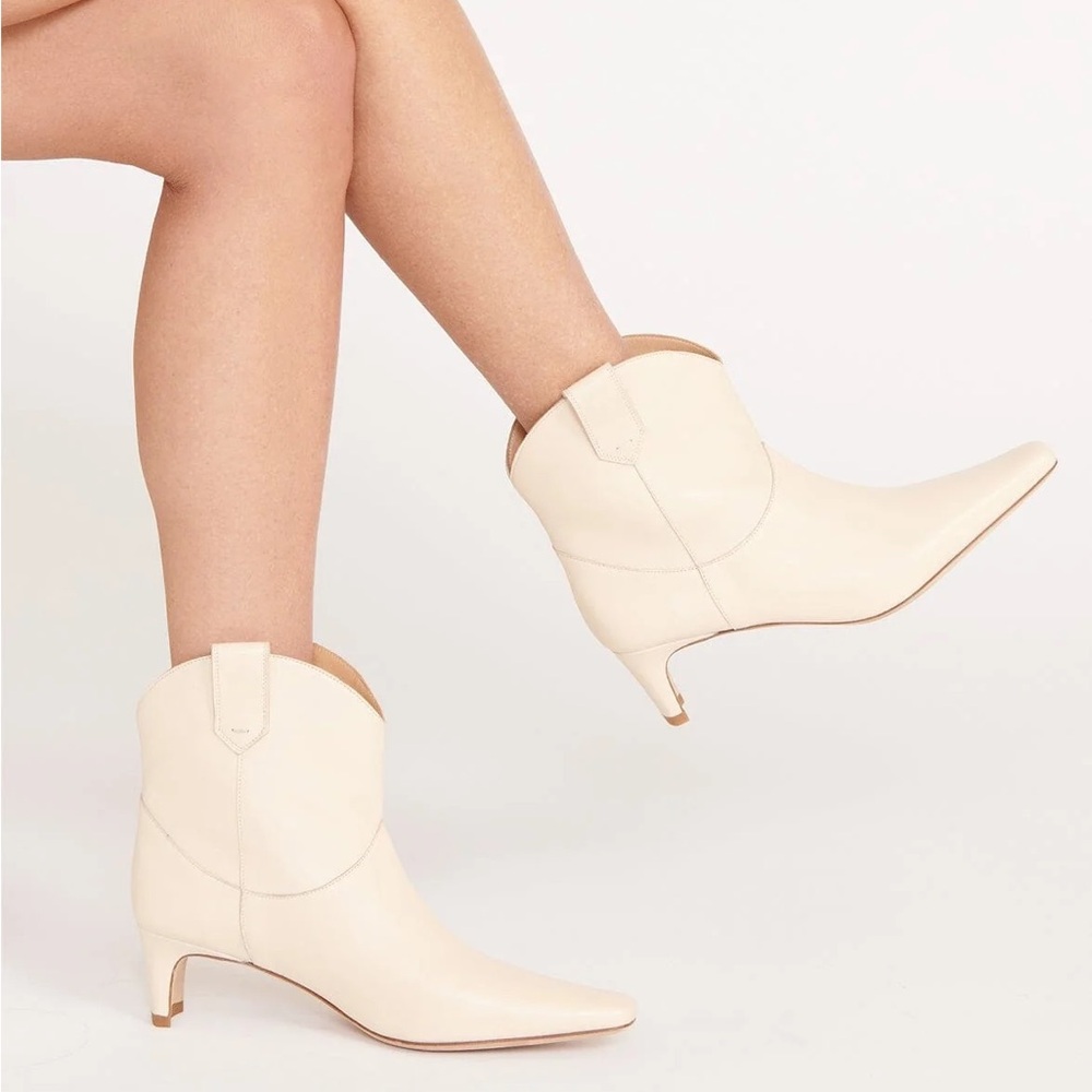 STAUD Cream Heeled Boots
